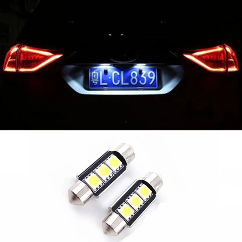 

2pc WHITE NO EEROR 5050 3 SMD LED 36mm 272 C5W CANBUS CAR LIGHT FOR FORD Focus 2 II 2004 2005 2006 2007 NUMBER PLATE LICENSE