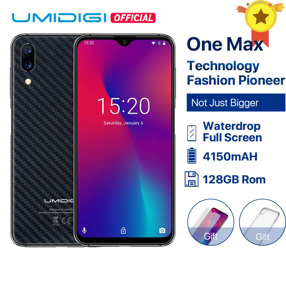 

UMIDIGI One Max Global Bands 4GB 128GB 6.3" Waterdrop Full-Screen Helio P23 4150mAh Smartphone NFC Wireless Charger Face ID 18W