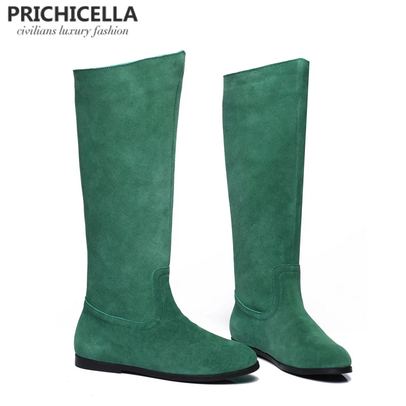 Женские замшевые сапоги до колена PRICHICELLA из натуральной кожи зимние теплые