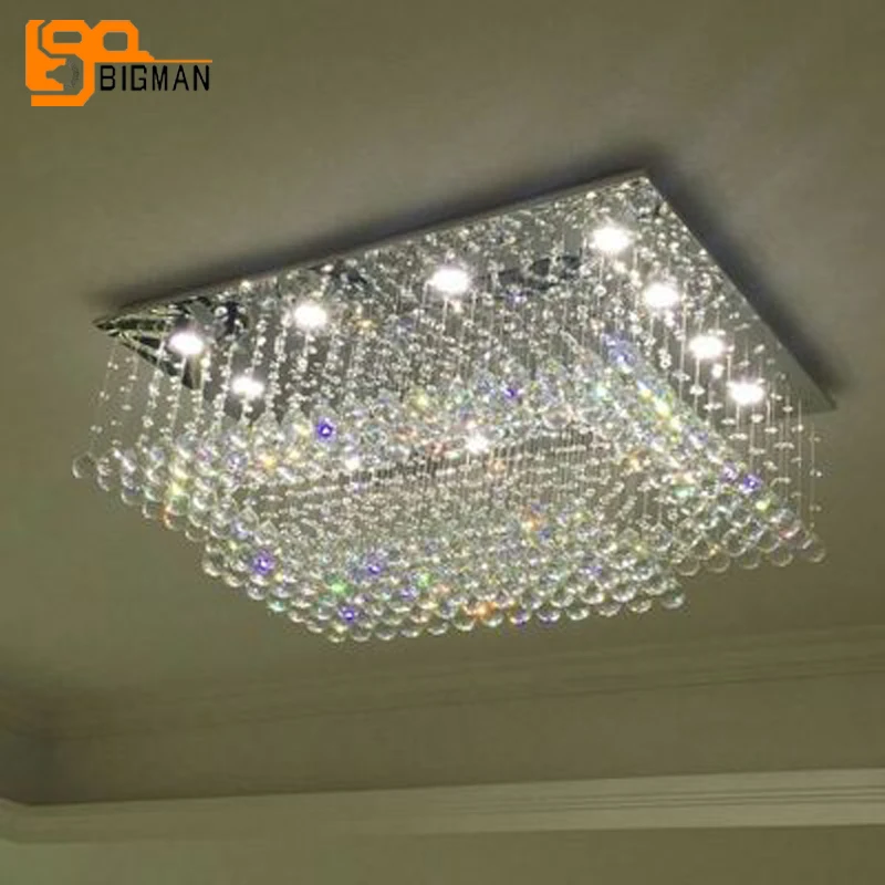 

rectangular crystal ceiling chandelier modern lighting AC110V 220v lustre LED foyer lights