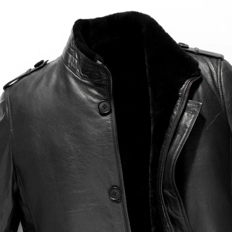AYUNSUE, мужские кожаные куртки, зимняя куртка, для мужчин, Натуральная шерсть, меховая подкладка, пальто из натуральной козьей кожи, пальто размера плюс, 5xl, Chaqueta MY1416