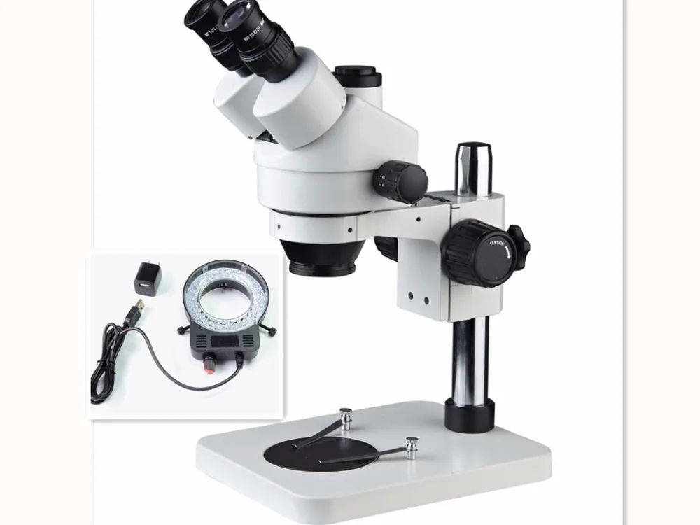AMDSP XSZ7045 B1 Trinocular Stereo ZOOM Microscope with LED Ring Light