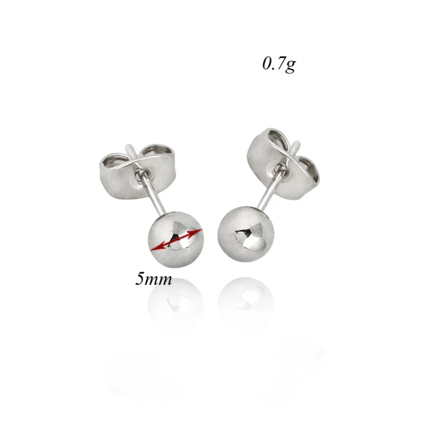 Серьги гвоздики с круглыми бусинами 5 мм|stud earrings|piercing studsearrings gift |