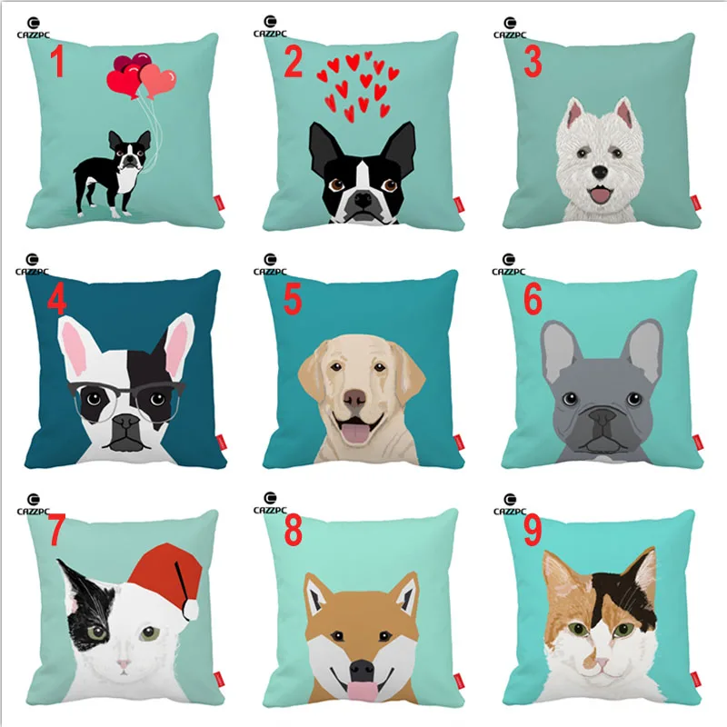 

Turquoise Love Labrador Bulldog Cat Dog Pet Print Custom Car Cushion Cover Decorative Pillowcase Pillow Case Sofa Home Decor