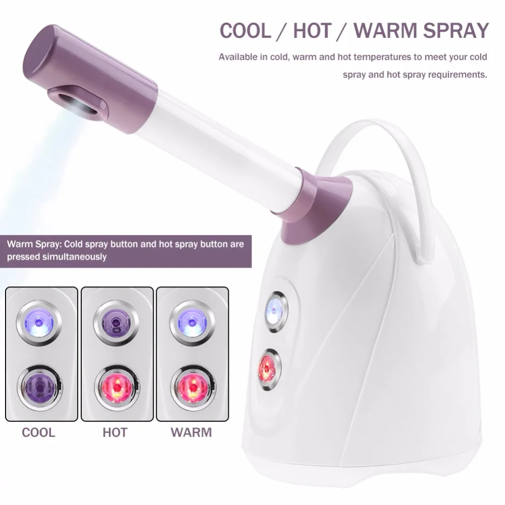 Hot/Cool Ionic Facial Steamer Mist Sprayer Ozone Vaporizer SPA Steaming Machine Beauty Instrument Face Skin Care Tools