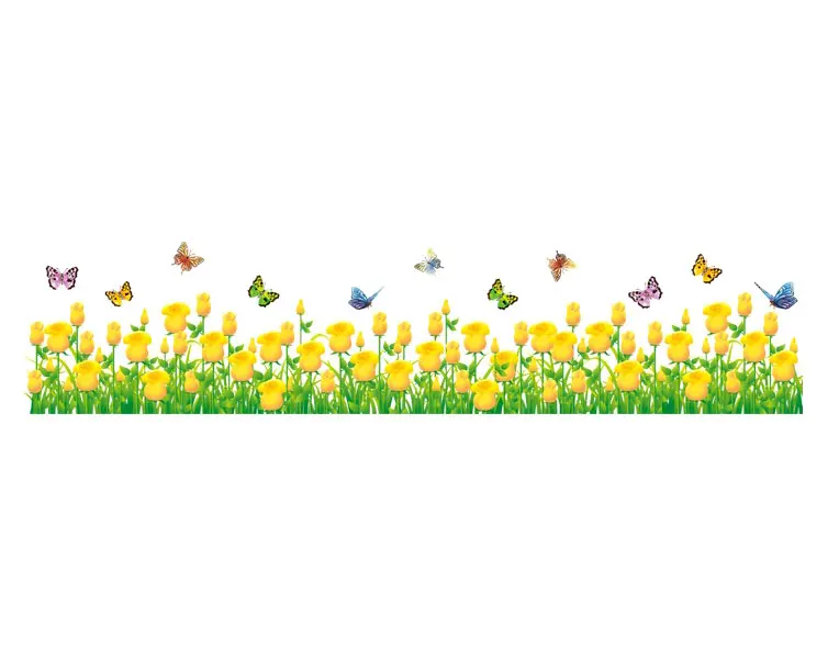 Free Shipping Home Decoration Vinyl Wall Sticker Yellow Tulip Bushes