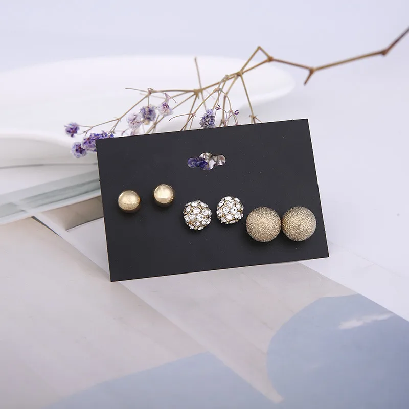 

A Set 3 Pcs Earrings for Women Golden Color stud earrings 2019 Earings Fashion Jewelry Party Birthday Gifts CEL2037