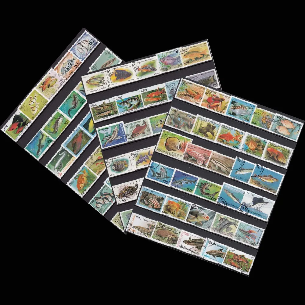 

Fish 100PCS, All From The World Wide Unused With Post Mark Postage Stamps Collecting In Good Condition