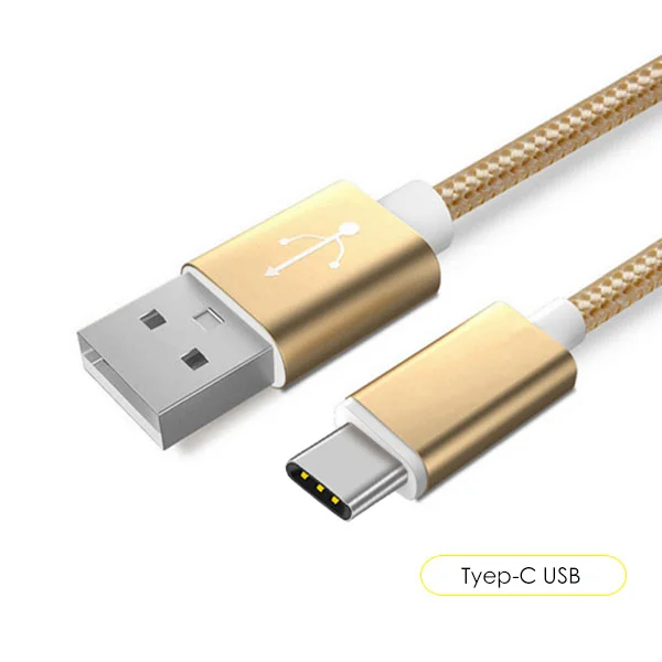 SUPTEC плетеный нейлоновый usb type C type-C кабель для зарядки и синхронизации данных для samsung S8 S9 Xiaomi 5/5S huawei P10 P20 USB-C зарядное устройство - Цвет: Gold