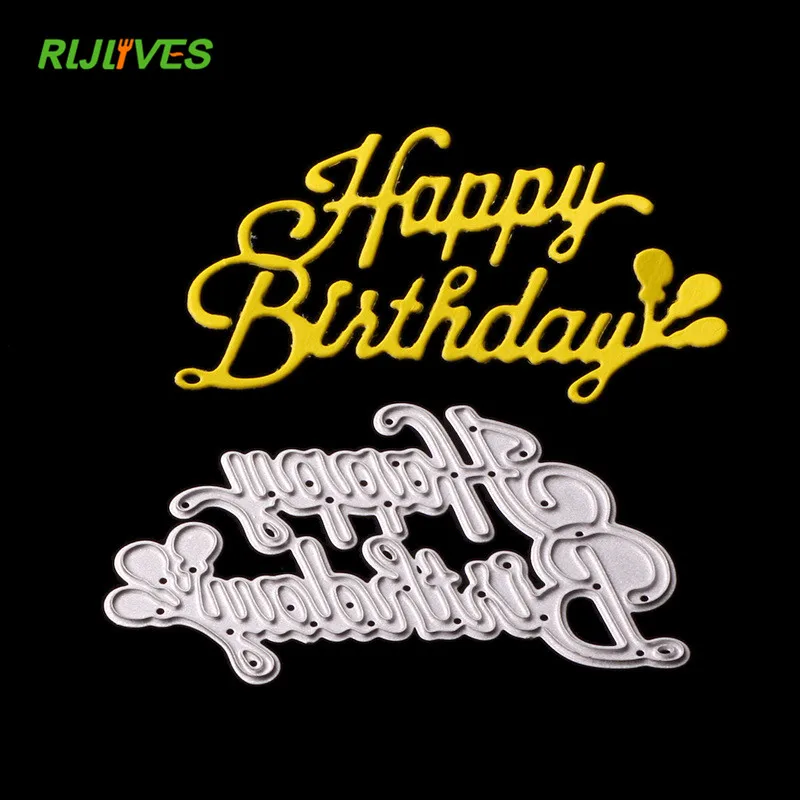 

RLJLIVES Happy Birthday Metal Cutting Dies Stencils for DIY Scrapbooking Photo Album Decorative Embossing DIY Paper Card