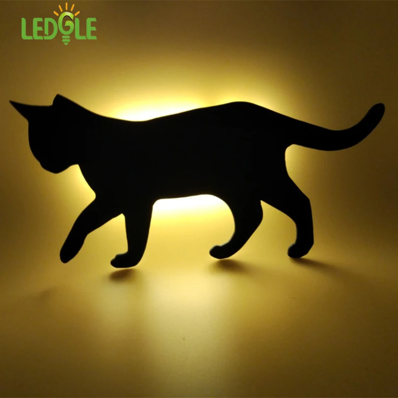 

LEDGLE Decorative Nightlight Cute Cat Wall Light Cordless LED Night Lights with Sensitive Sensor Battery Powered Warm White