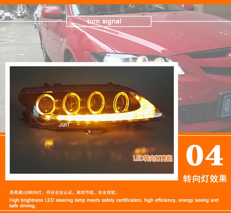 2 шт. светодиодный фары для Mazda 6 2003- Автомобильный светодиодный свет двойной ксеноновые линзы автомобильные аксессуары Габаритные огни туман бордовый