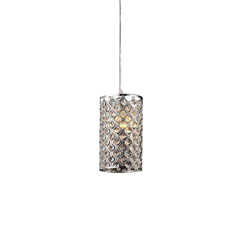 

MAMEI Free Shipping Chrome Finish Flush Mounted Modern Cylinder Crystal Pendant Lighting for Kitchen Table