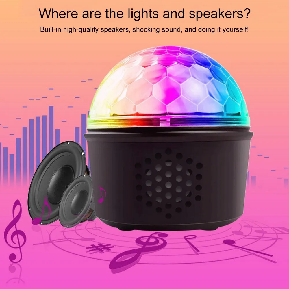 

Mini USB Disco Light Ball Laser DJ Light Mini led Crystal Magic Ball Bluetooth Music Lantern 9 colors stage light Lampshade Hot