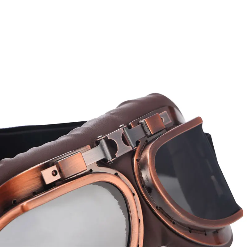 Arcade Retro Motorcycle Goggles Glasses Vintage Motocross Classic Goggles for Harley Pilot Steampunk ATV Bike Copper Helmet