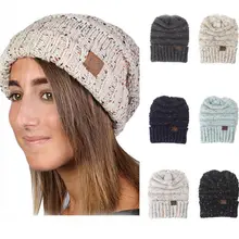 Женская свободная Вязаная Шапка-бини, шерстяная зимняя теплая шапка, вязаная Лыжная шапка