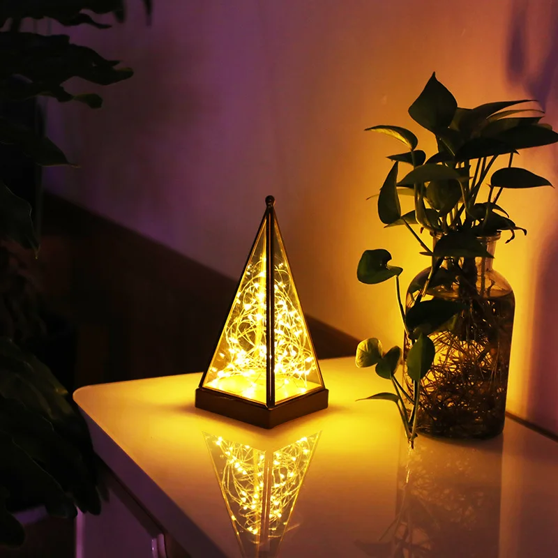 LED Table Decoration Lamp DIY String Light Pyramid Night Light