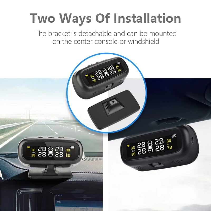 Original Solar TPMS Car Tire Pressure Alarm Monitor System Display Intelligent Temperature Warning Fuel Save with 4 Sensors tpms