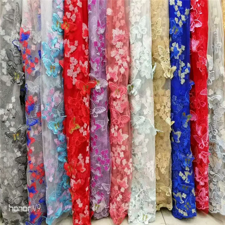 

Butterfly Lace Fabric 3D Lac Embroidery Tulle Mesh Butterfly Fabric for Dress DIY
