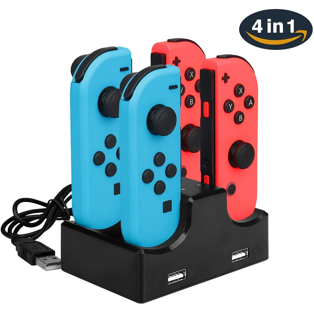 4 в 1 док-станция для зарядки с 2-Порты и разъёмы USB хаб для Nintendo Switch Joy-Con