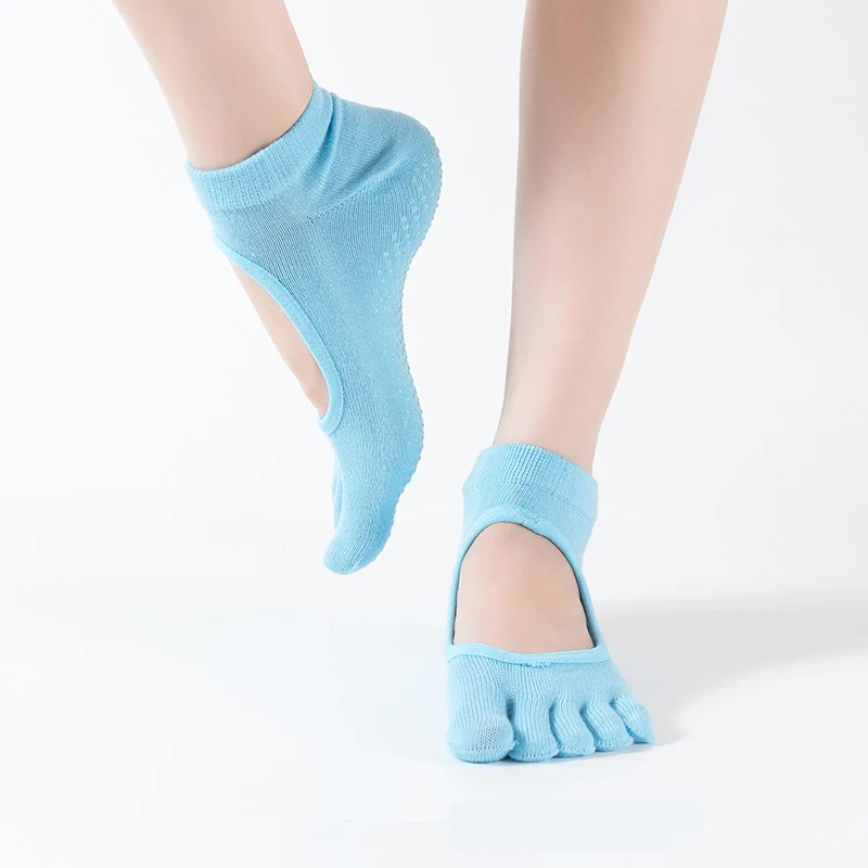 SALSPOR, женские носки для йоги, с открытой спиной, с пятью носками, Нескользящие, короткие носки, полный палец, носки для тренажёрного зала, женские спортивные носки, профессиональные носки