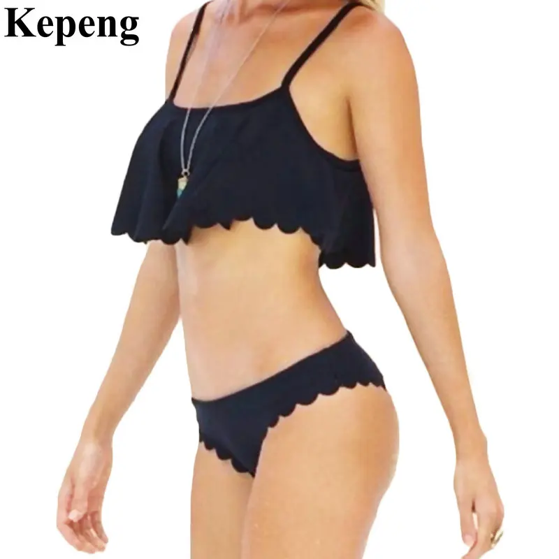 

2017 Summer Sexy Solid Black Bandeau Biquini Swim Wear Bathing Suit Female Swimwear Women Swimsuit Brazilian Bikini Set