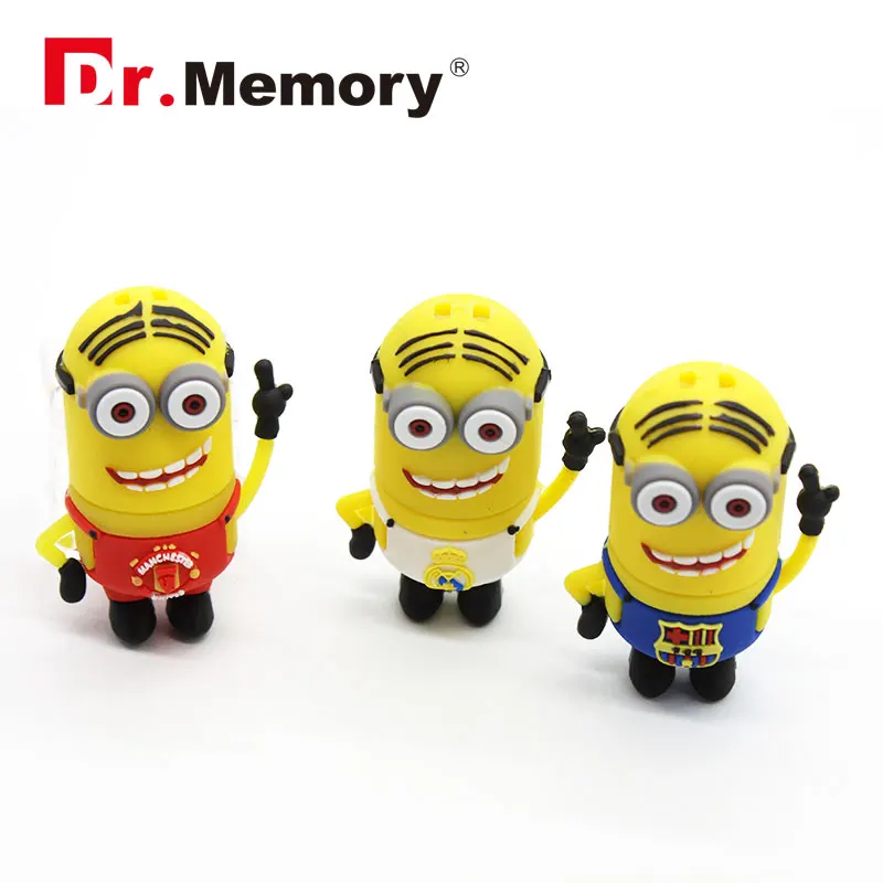 Dr. Memory милый USB флеш-накопитель желтый Миньоны с рубашкой Флешка USB флешка силиконовая вилка 4 ГБ 8 ГБ 16 ГБ 32 ГБ 64 ГБ флэш-диск