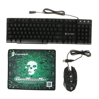 

1 Set Rainbow LED Gaming Equipment Kit USB Charging Backlight Keyboard & 6 Buttons Mouse & Mouse Pad For Office Gaming