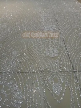 

on sale CiCi-42051 glued glitter embroidery tulle mesh lace fabric with glitter for wedding dress