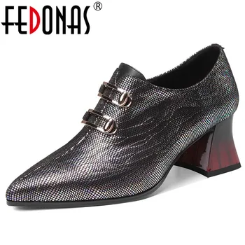 

FEDONAS 2020 Spring New Pointed Toe Side Zipper Strange Heels Elegant Office Lady Shoes Woman Sexy Genuine Leather Women Pumps