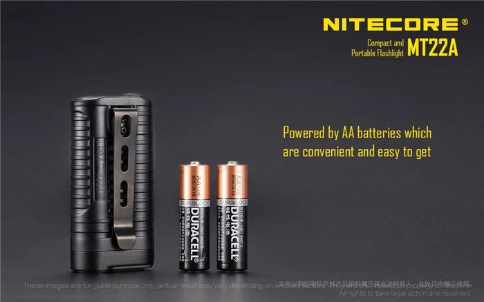 NITECORE MT22A мини фонарик удобный размер 2* AA батарея с зажимом компактный и портативный 260 люмен