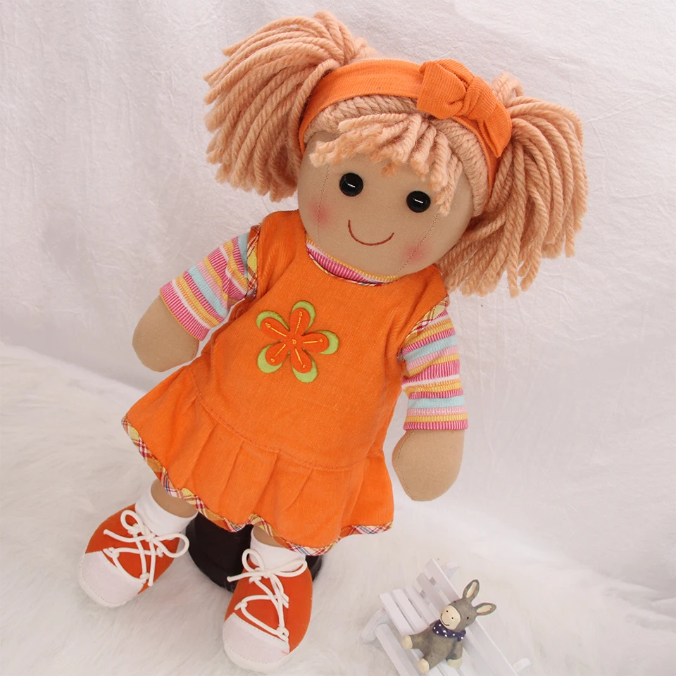 

38cm/14.9inch Sports Girl Doll with Shoelace Can Customize Words Can DIY Clothes and Hair Style Rainbow Shirt Green/Brown Dress