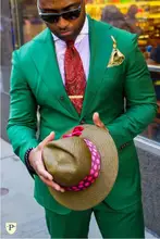 Custom Made Verde Homens Casuais Terno Slim Fit 2 Peça Blazer Personalizado Festa de Casamento Do Noivo Smoking Terno Terno Masculino Jaqueta + calças