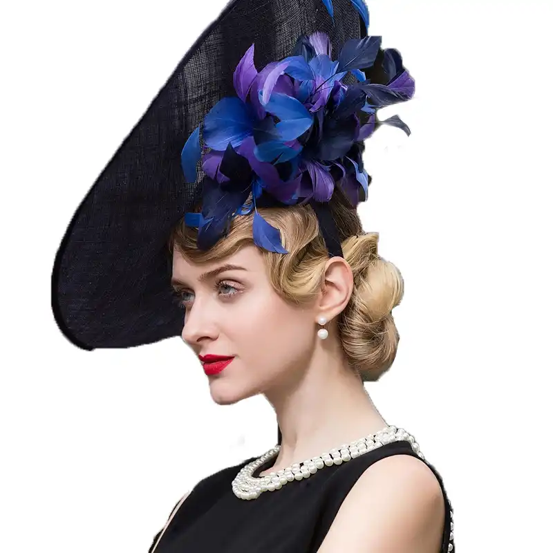 large blue wedding hat