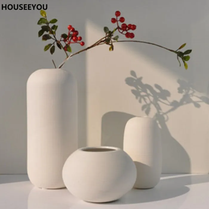 Modern Simple Crafts Decorative Ceramic Vases White Home Decor Modern Simple Crafts Decorative Ceramic Vases White Home Decor Tabletop Flower Ornaments For Dining Living Room 3pcs Lots In From Garden