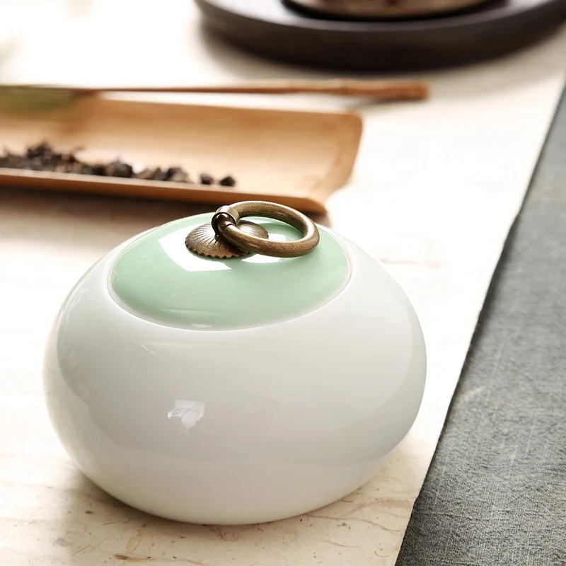 

Small Tea Box Spices Jar Coffee Beans Storage Bottle Sugar Salt Storage Tank 8*11 cm Powder Can Ceramic Containers For Food Pot