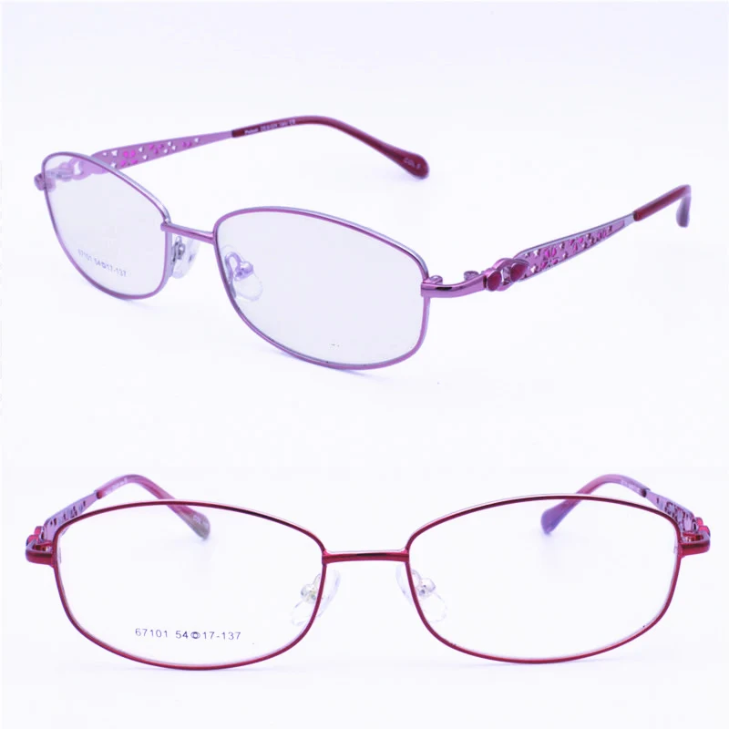 

trendy 67101 shield shape full-rim metal with luxury carving flower colorful pattern progressive prescription glasses for women