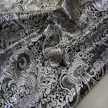 

CF603 White/Black Chinese Style Silk Jacquard Brocade Fabrics Chinese Cheongsam Cushion Cloth Decoration Fabrics DIY Materials