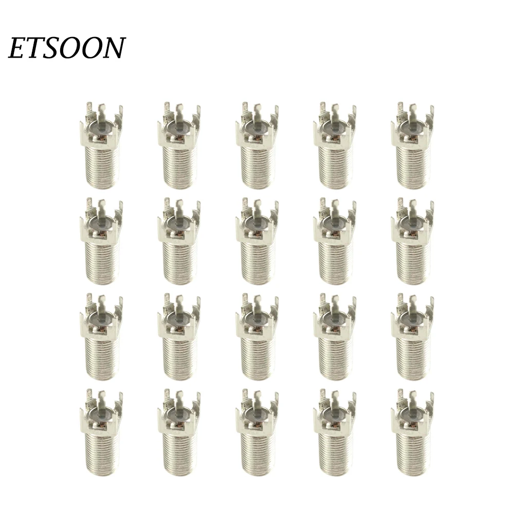 ETSOON 20pcs F Type Female Jack Panel Mount PCB Solder RF Coaxial