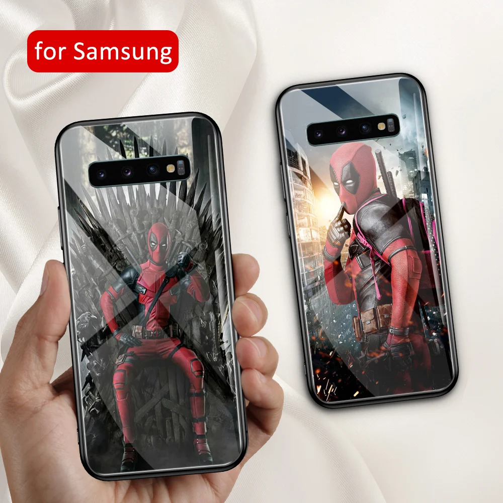 Чехол для Samsung S8 стеклянная задняя крышка deadpool s10 чехол Galaxy S9 S10 plus Note 8 9 10 S10e s20