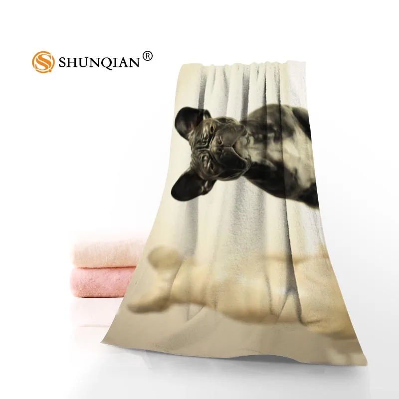 

New Custom Bulldog Towel Printed Cotton Face/Bath Towels Microfiber Fabric For Kids Men Women Shower Towels