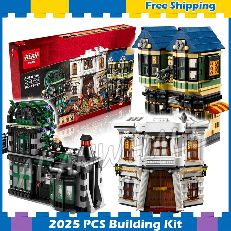 

2025pcs Magic Diagon Alley Town Village 16012 Model Building Blocks Set Brick Holiday Hobby Christmas Gifts Compatible With Lego