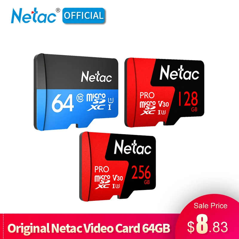 

Netac Micro SD Card 64GB 128GB 256GB UHS 1 Memory Card 64 128 256 GB 4K Video U3 V30 Flash SDCard Smartphone TF Card For Monitor