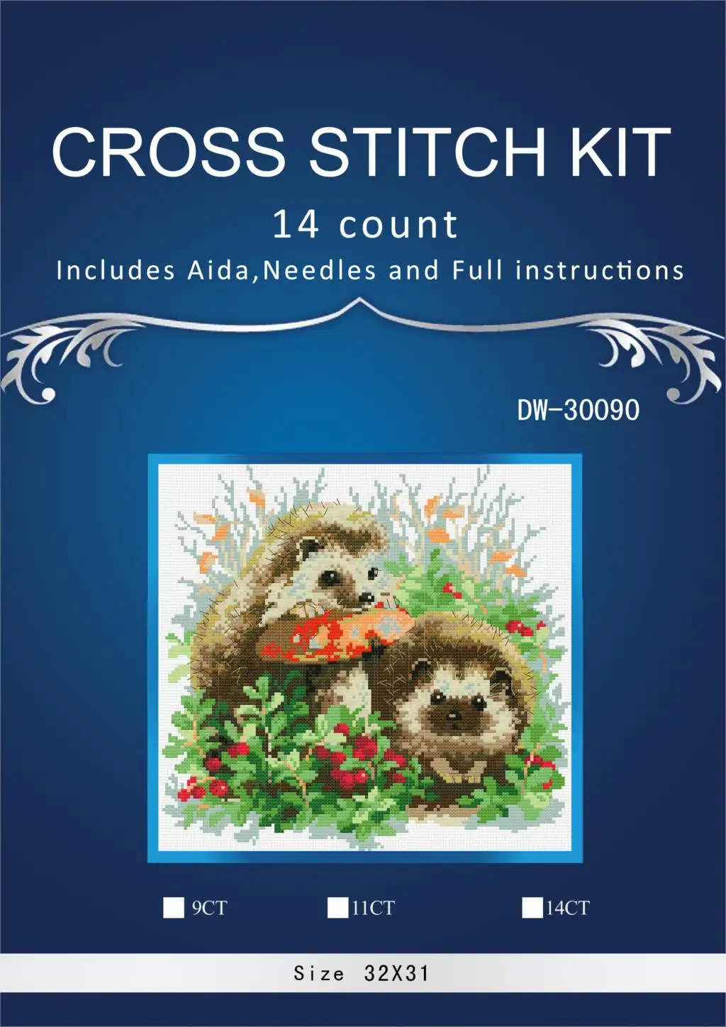 

Riolis1469 Hedgehog and Mushroom Counted Cross Stitch Cross Stitch Set Animal Cross-stitch Kits Embroidery Needlework