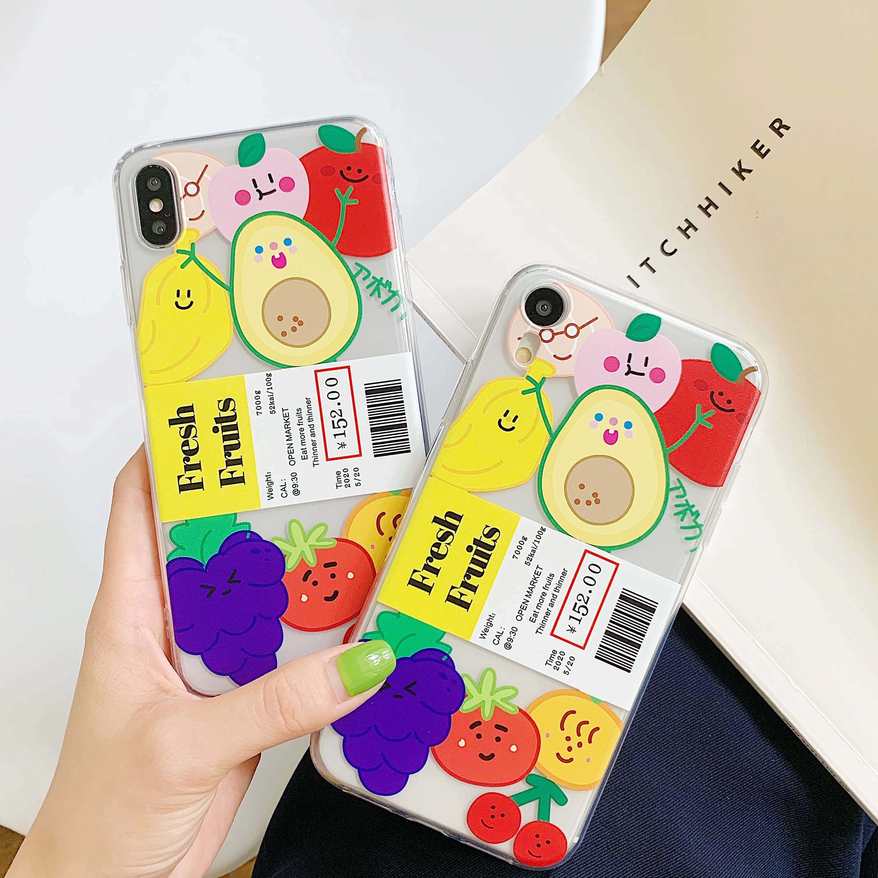 

ORYKSZ Lovely Rainbow Fruit Clear Silicone Phone Case For iPhone XR 7 6 6S 8 Plus Cover For iPhone XS Max Transparent TPU Cases
