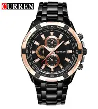 2016 Nouveau Curren quartz Tag Noir plein acier Vogue Casual montre Hommes D’affaires Mâle Relojes hombre Simple Montre-Bracelet cadeau 8023