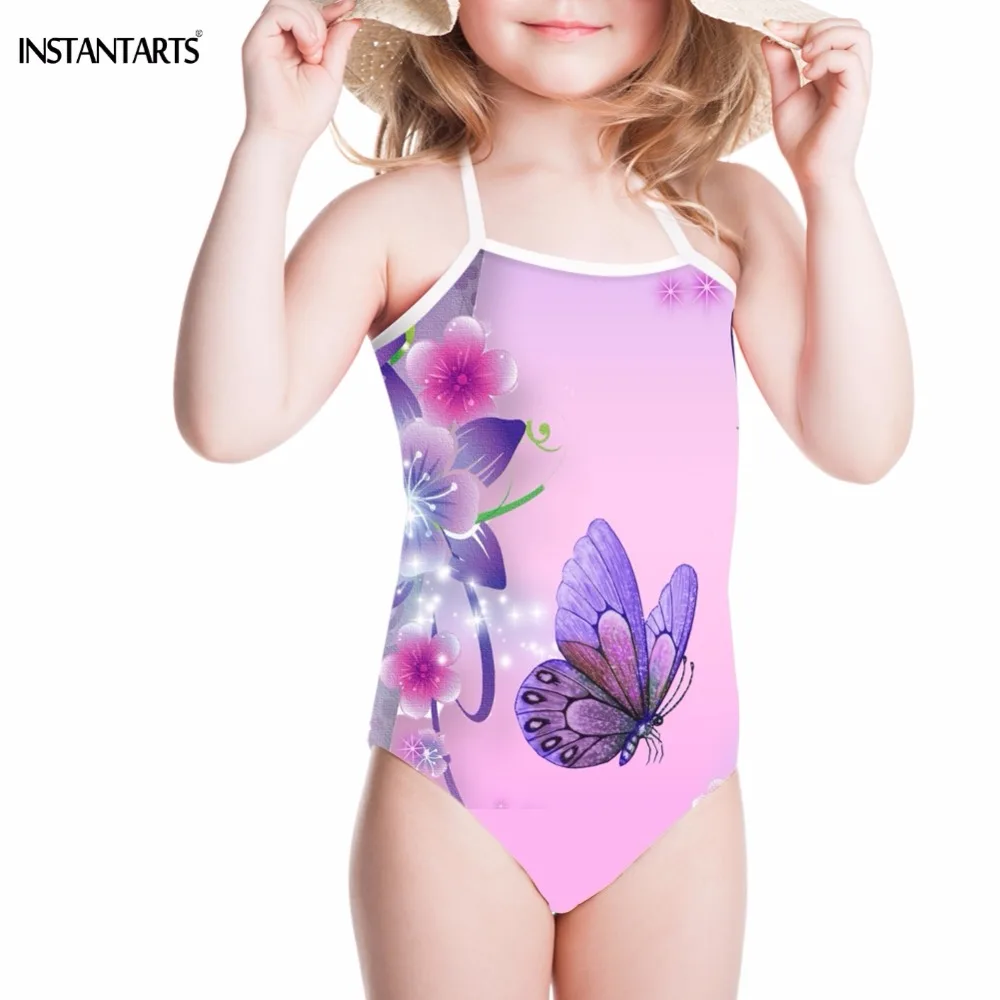 Детский слитный купальник INSTANTARTS купальники для девочек с изображением бабочек