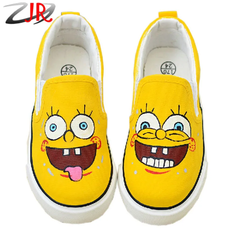 ZFF Kids Spongebob  Design Hand Painted Shoes  Boys  Girls 