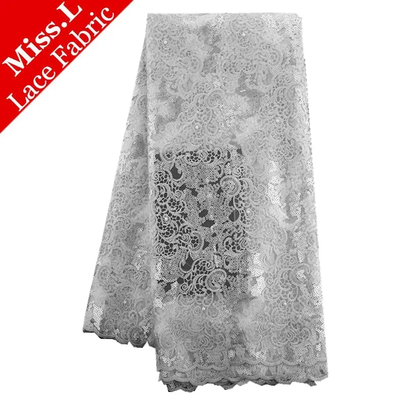 

2017 White Color Soft Polyester High Quality African French Lace Fabric With sequins Tulle Lace Fabric For wedding decoration
