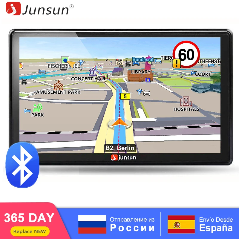 

Junsun Portable Car GPS Navigation Bluetooth Units 7 Inch Capacitive screen 8GB Windows CE 6.0 Lifetime Lifetime Maps Navigator